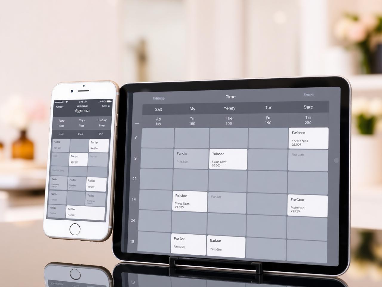 Agenda inteligente em tablet e smartphone